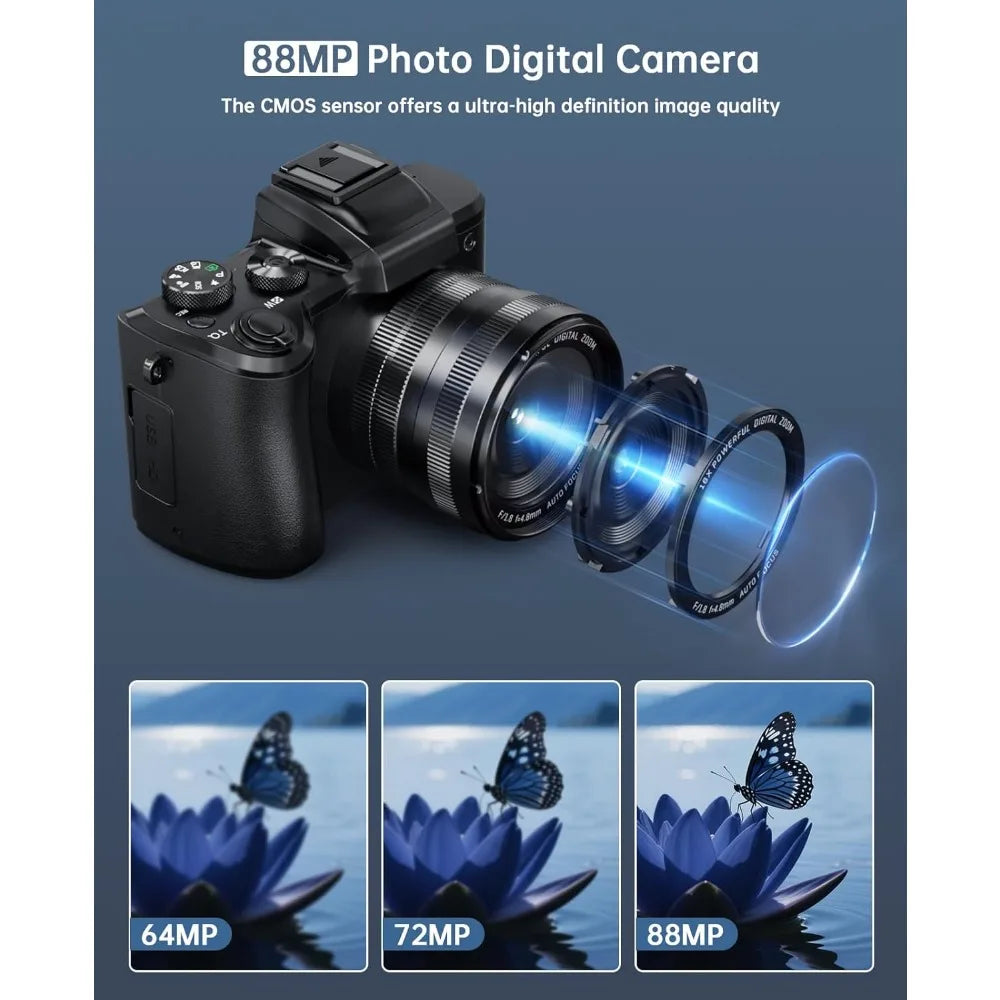 8K Dual Lens Digital Camera With WiFi And 16x Digital Zoom For Professional Photography