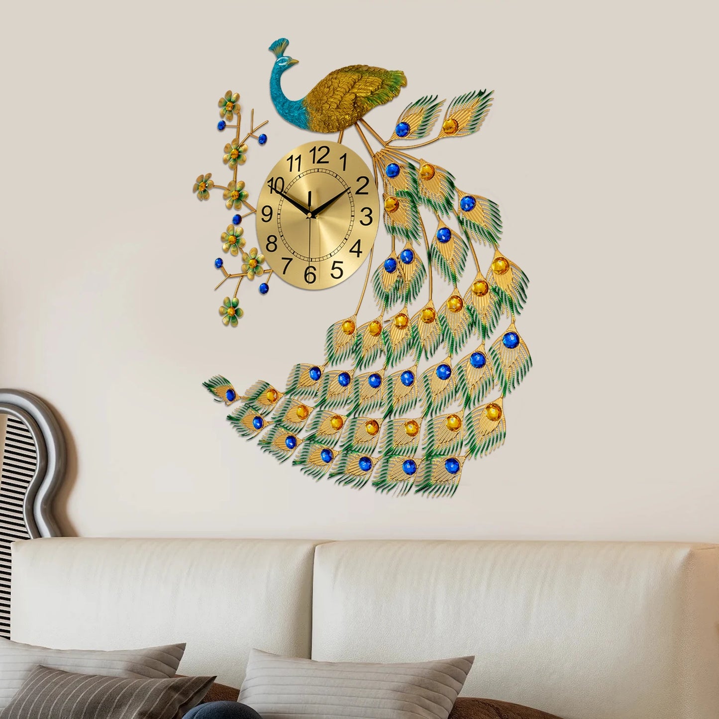 Peacock Digital Wall Clock Modern Art Decor For Living Rooms