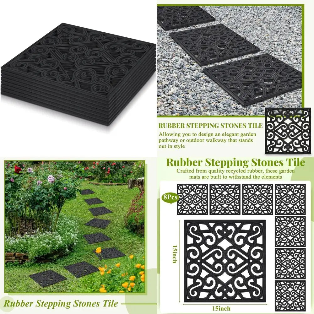 Pangda 8 Piece Rubber Stepping Stone Tiles For Outdoor Pathways