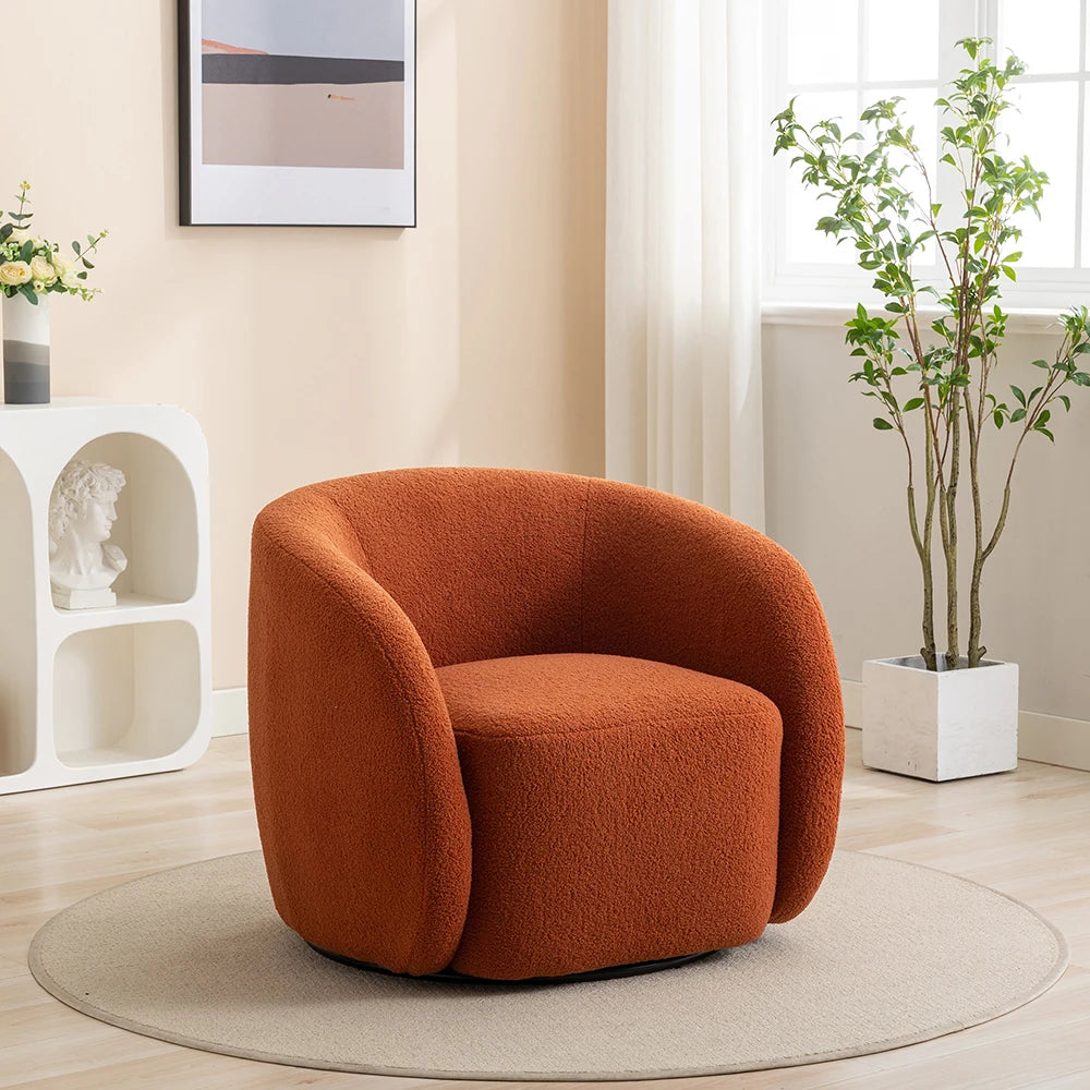 SEYNAR Velvet 360 Degree Swivel Accent Armchair Upholstered Round Barrel