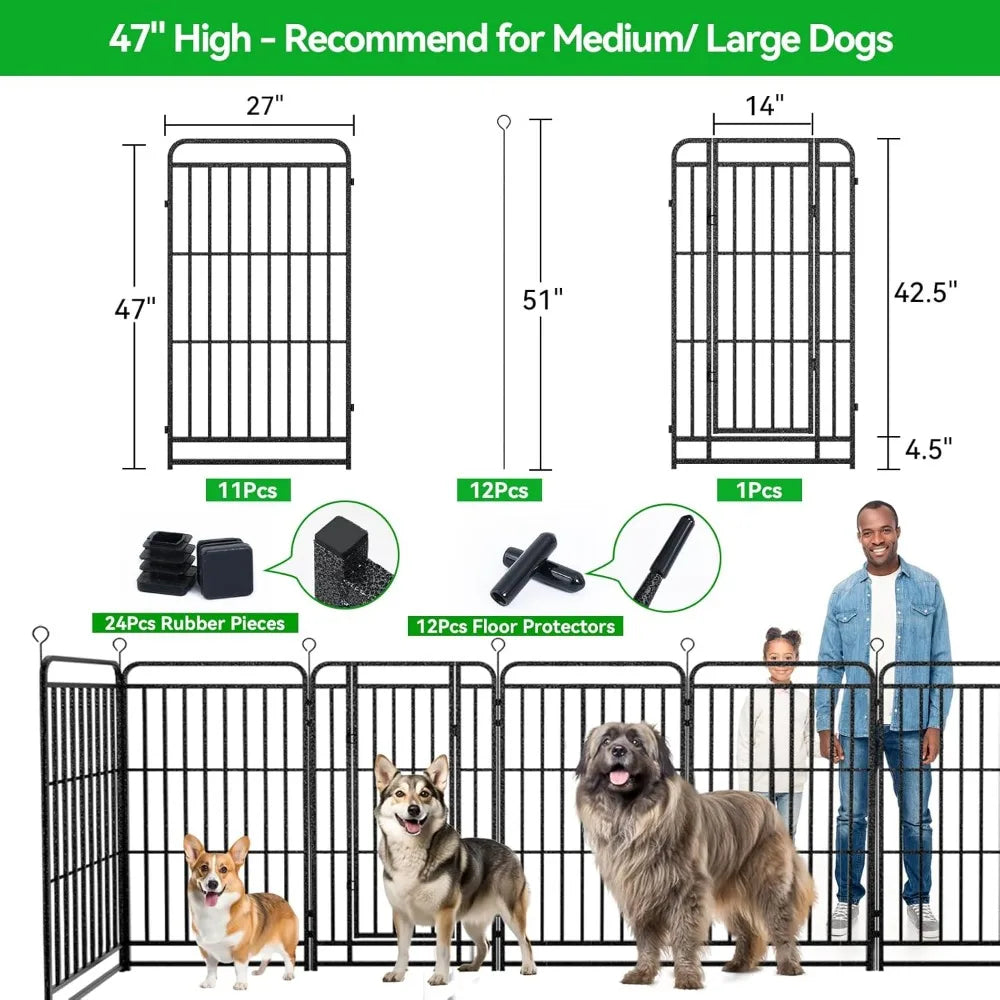 Heavy Duty Dog Playpen Portable Fence Solid Iron Crossbars RV Camping
