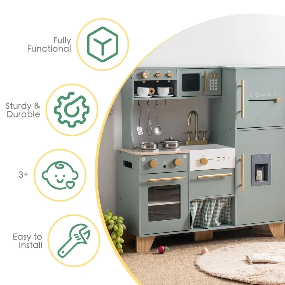 Robud Play Kitchen Wooden Pretend Set For Preschoolers