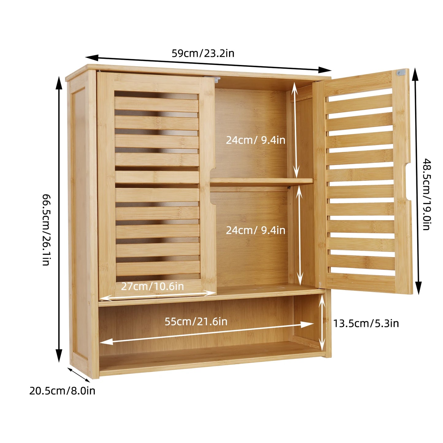 Wisfor Bamboo Wall Mounted Bathroom Cabinet Organizer