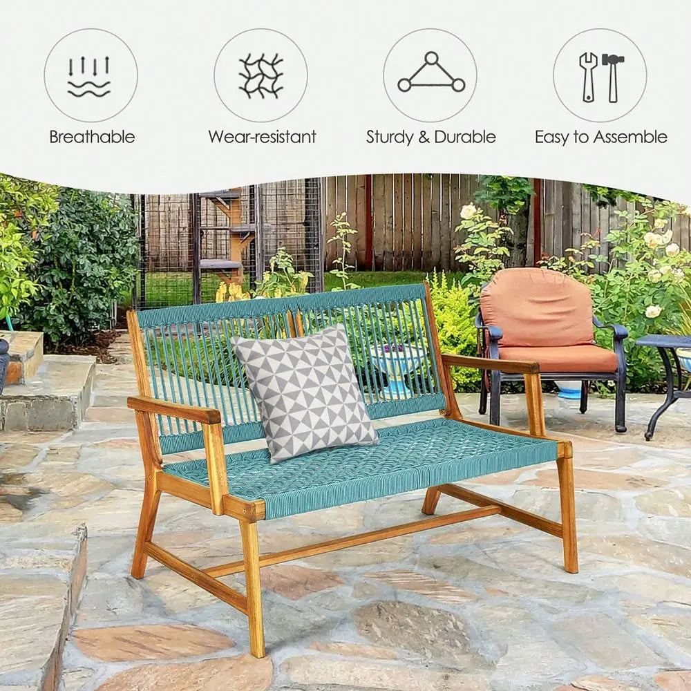 XMSJ Acacia Wood Patio Bench Loveseat