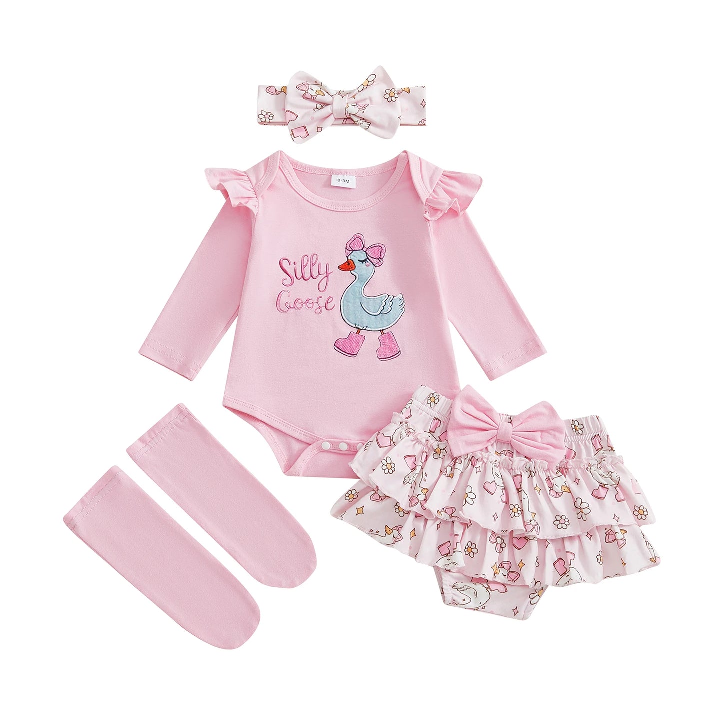 Toddler Winter Plaid Bear Applique 5-Piece Christmas Outfit Set