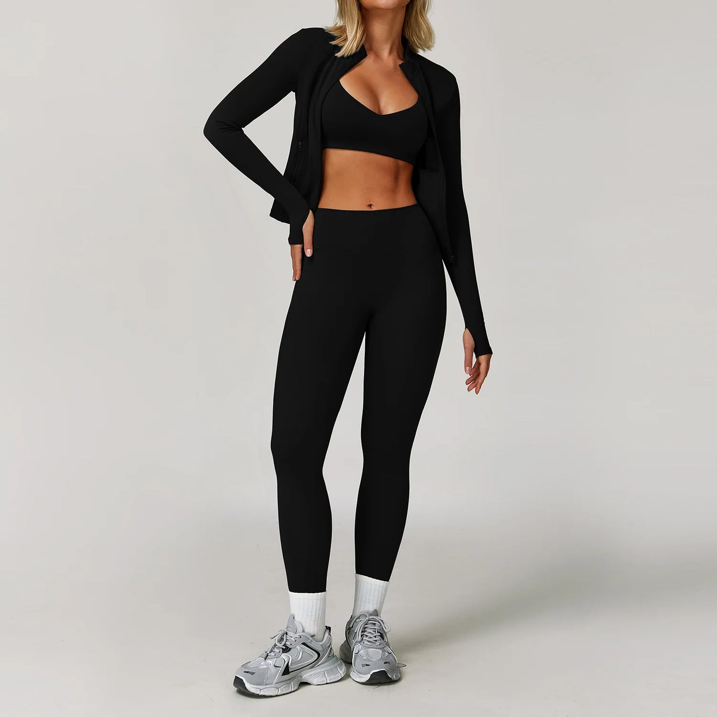 NONECN Womens Yoga Set 2 Piece Sportswear With High Waist Leggings