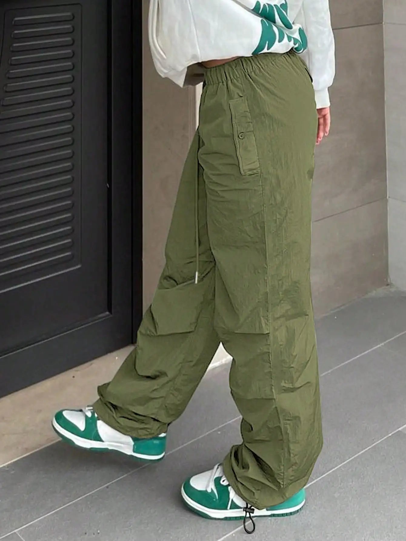 Ladies Loose Work Pants With Drawstring Waist Joggers