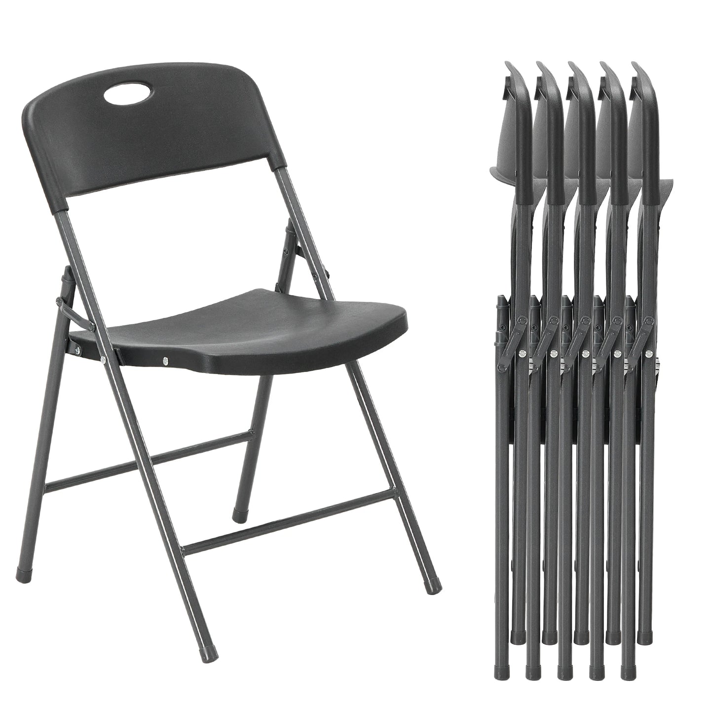 JHK Stackable Folding Chairs Set Heavy Duty Ergonomic Back Support