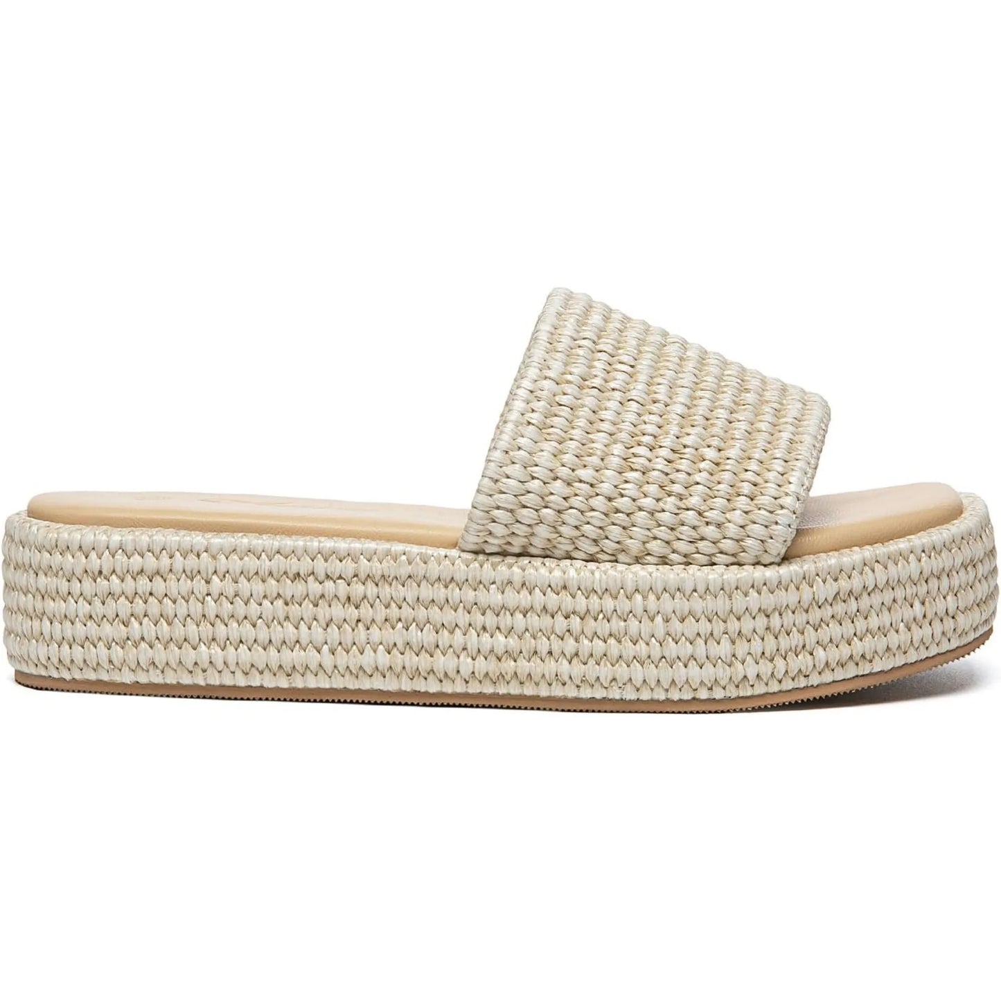 Athlefit Women's Platform Raffia Sandals Open Toe Slip On Beach
