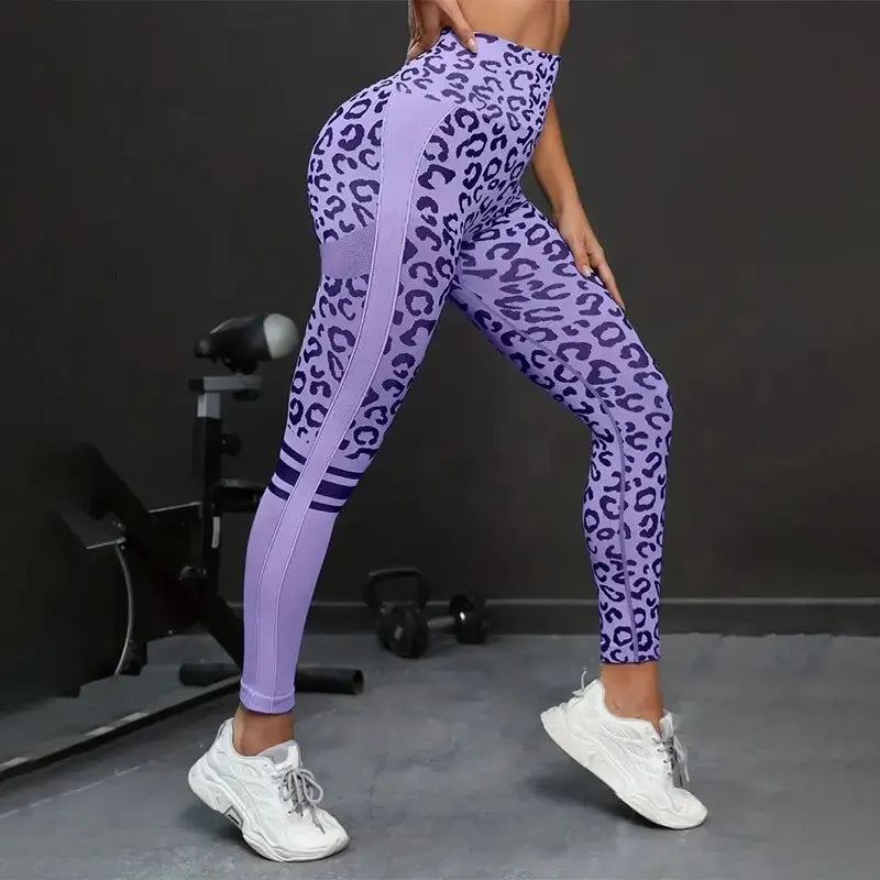 Leopard Print Seamless High Waist Yoga Pants Quick Drying