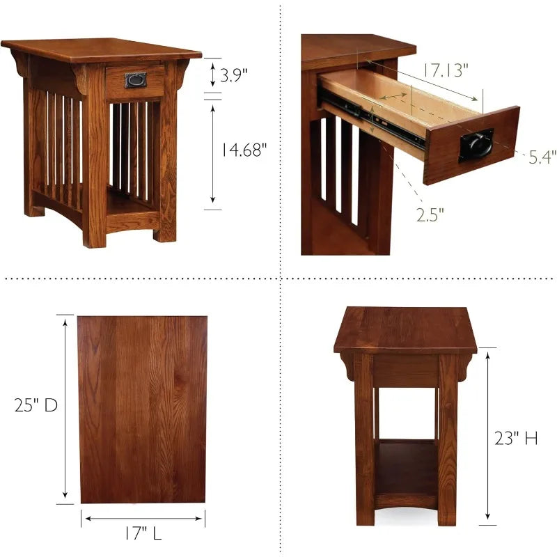 Home Mission Solid Wood End Table With One Drawer Shelf