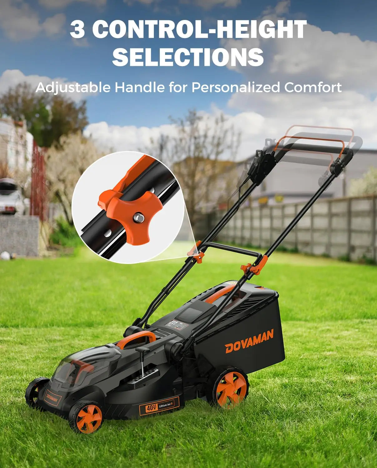 DOVAMAN 40V Brushless Lawn Mower with Mulching and Bagging