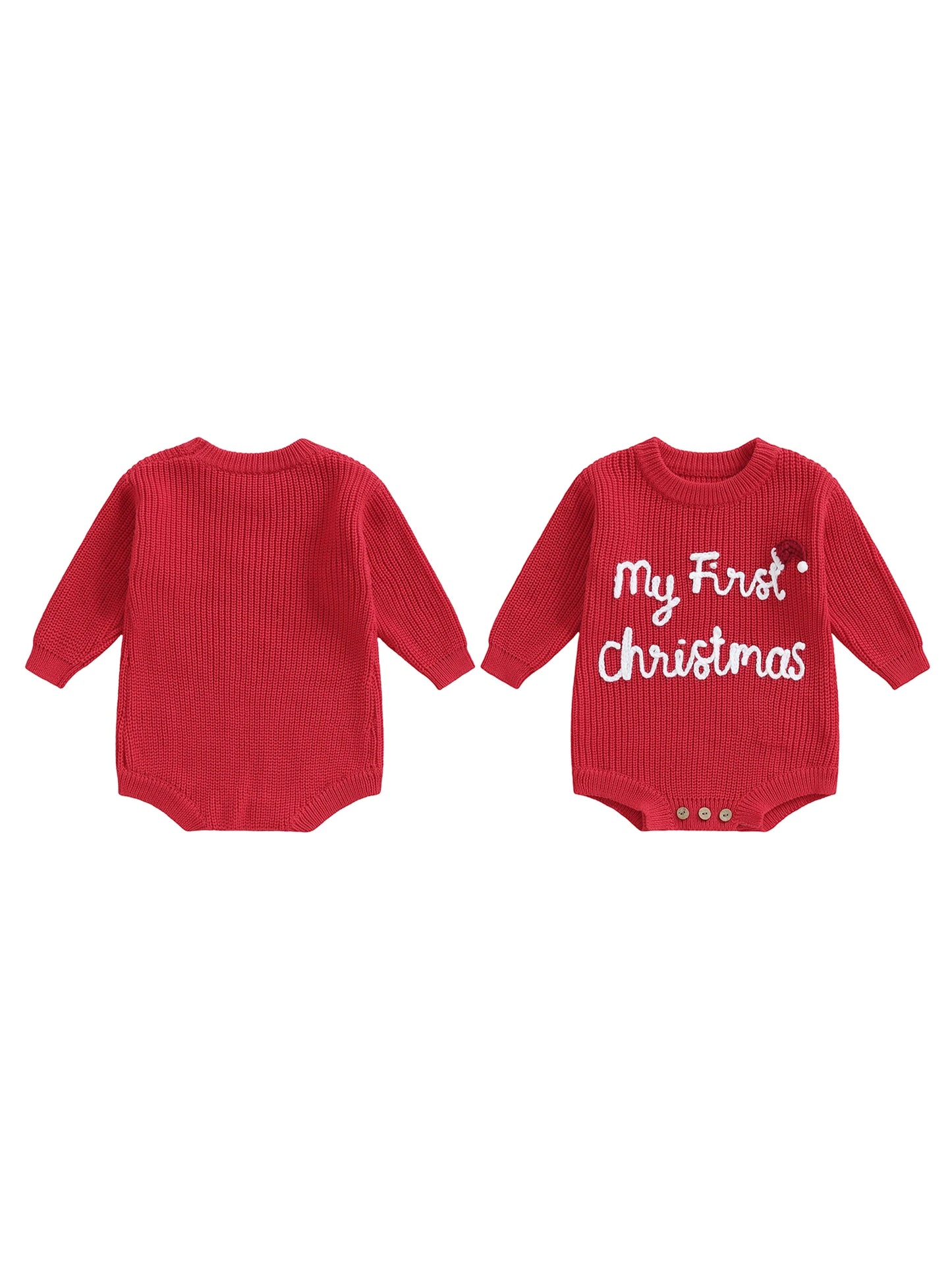 Newborn Baby Knit Romper With Animal Embroidery For Christmas Party