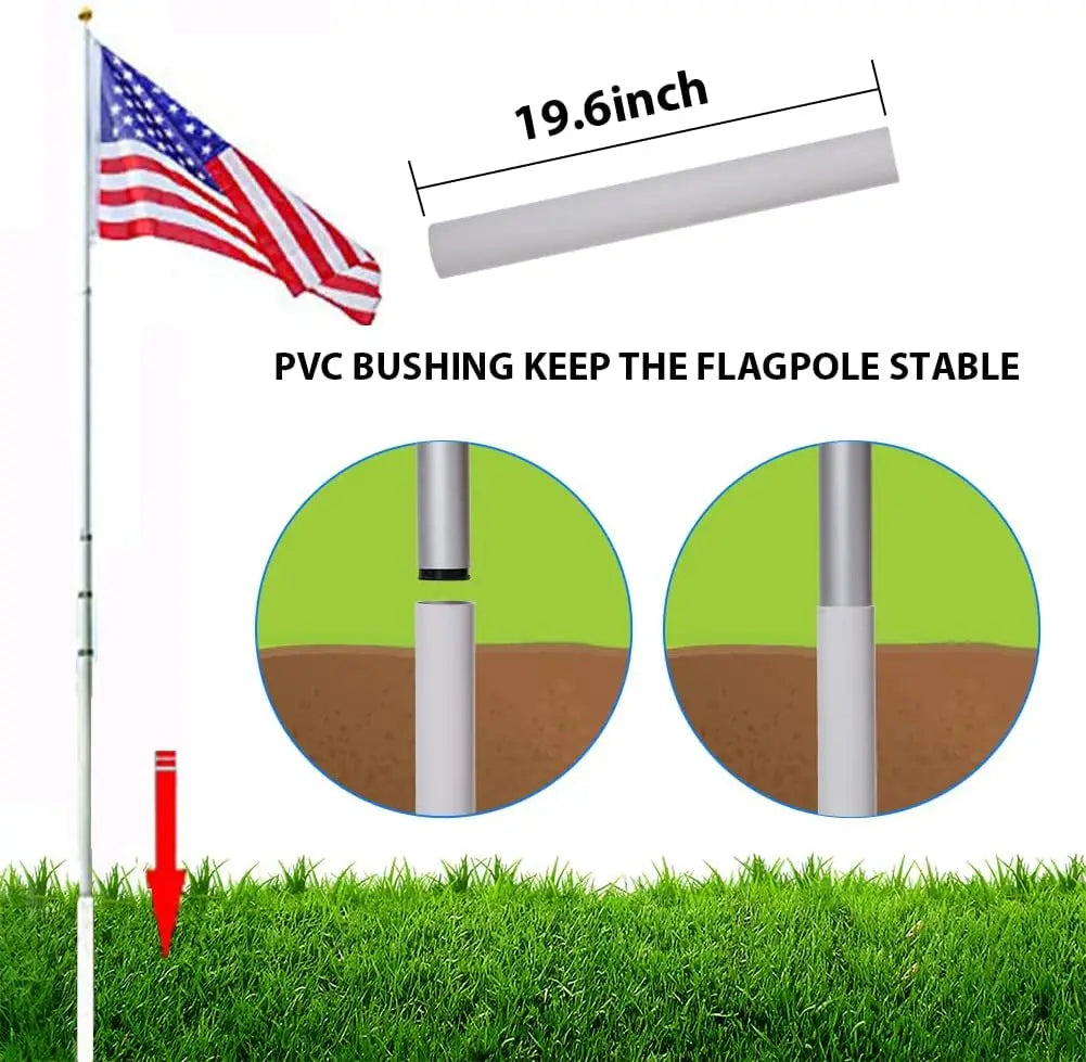 HiMISSH Heavy Duty Outdoor Flag Pole For In Ground Use