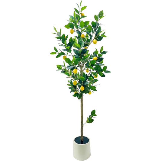 TWISTER.CKC Fake Lemon Silk Plant In Pot With 20 Lemons For Indoor Decor