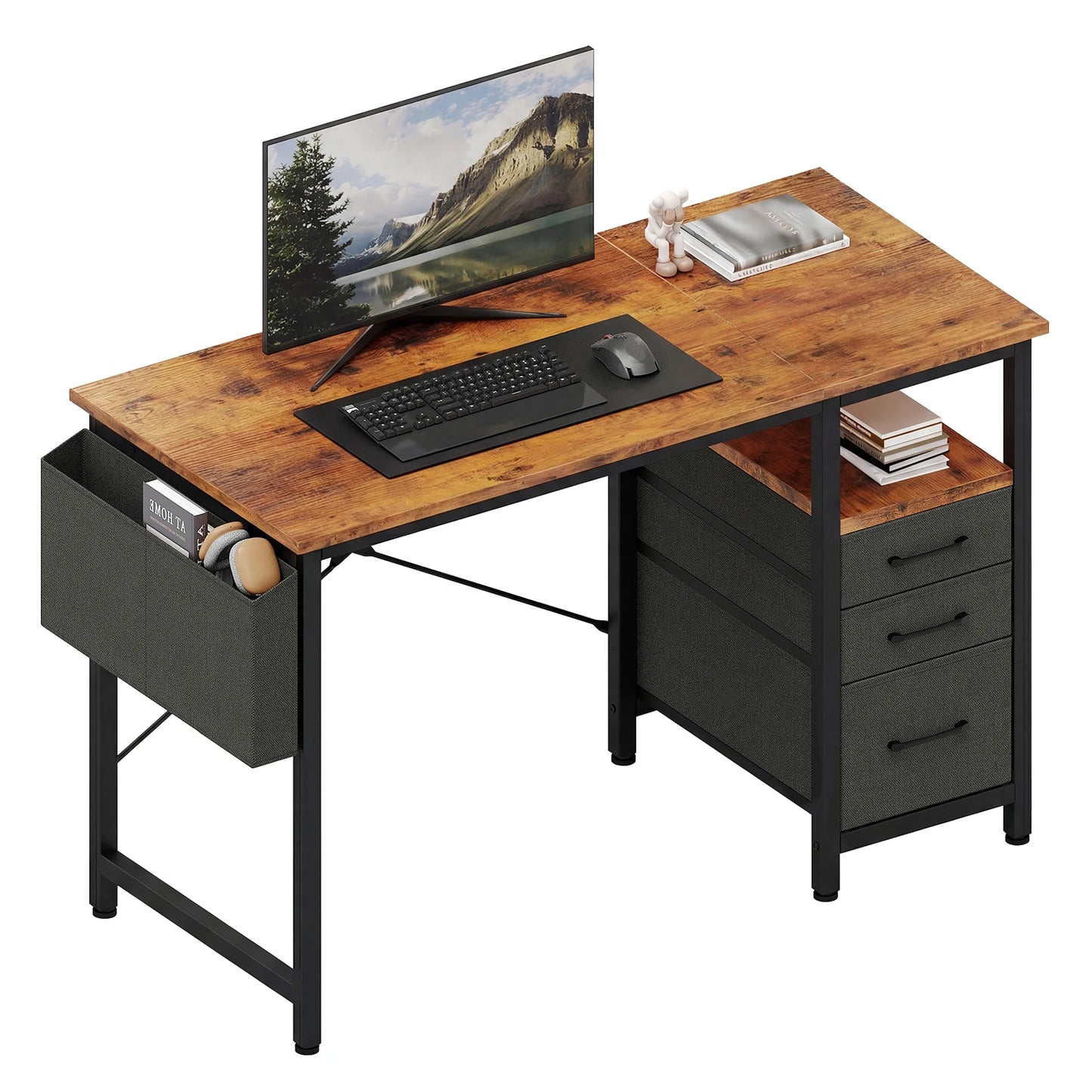 JHK Office Desk With 3 Fabric Drawers And Side Pocket