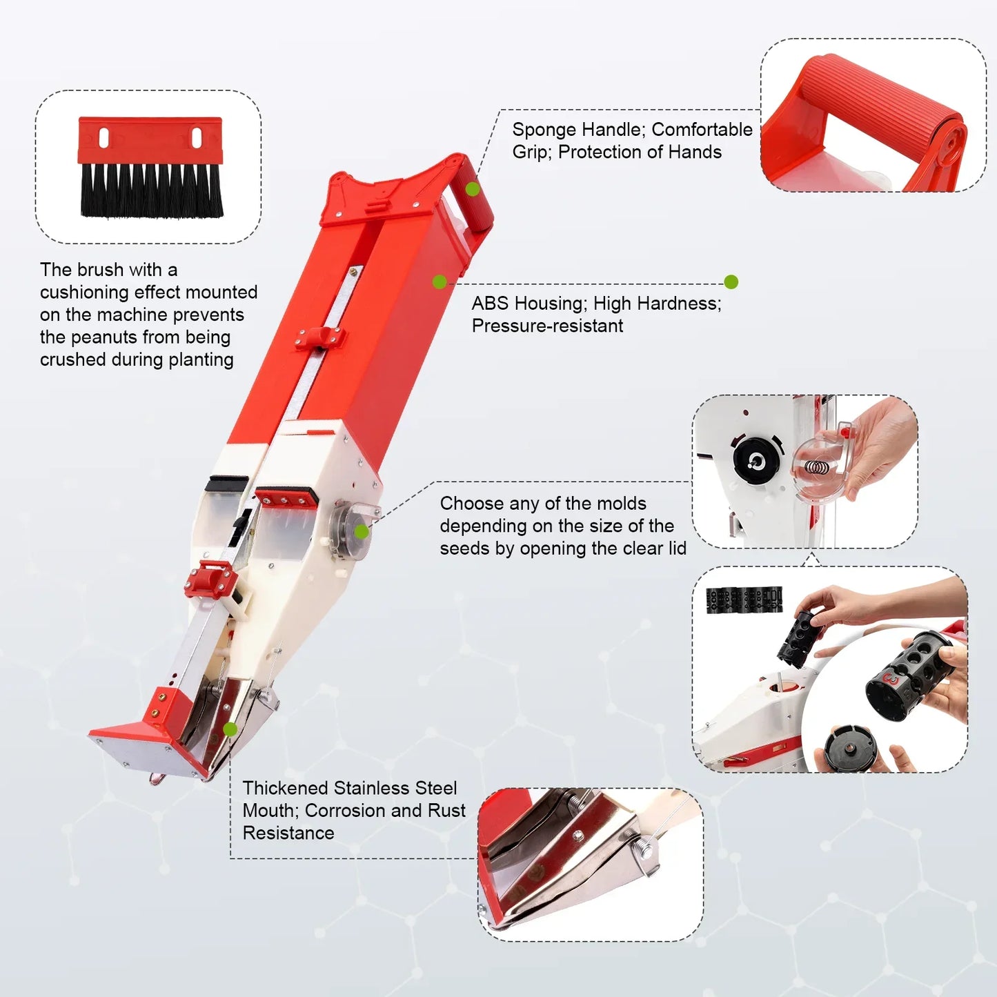 Twin-Hose Seed Drill Fertilizer Spreader Manual 3-Seed For Orchard Greenhouse