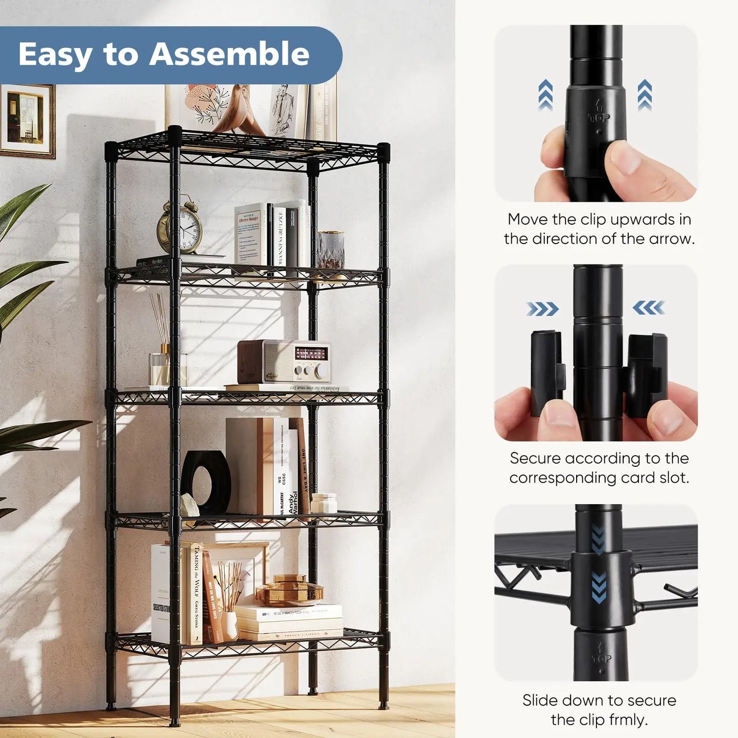 JHK 3-5 Tier Adjustable Metal Wire Storage Shelves Heavy Duty