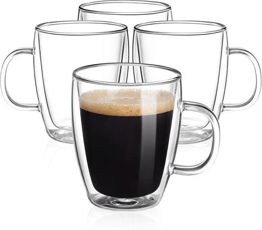Drinkware Double Wall Glass Coffee Cups Set Transparent