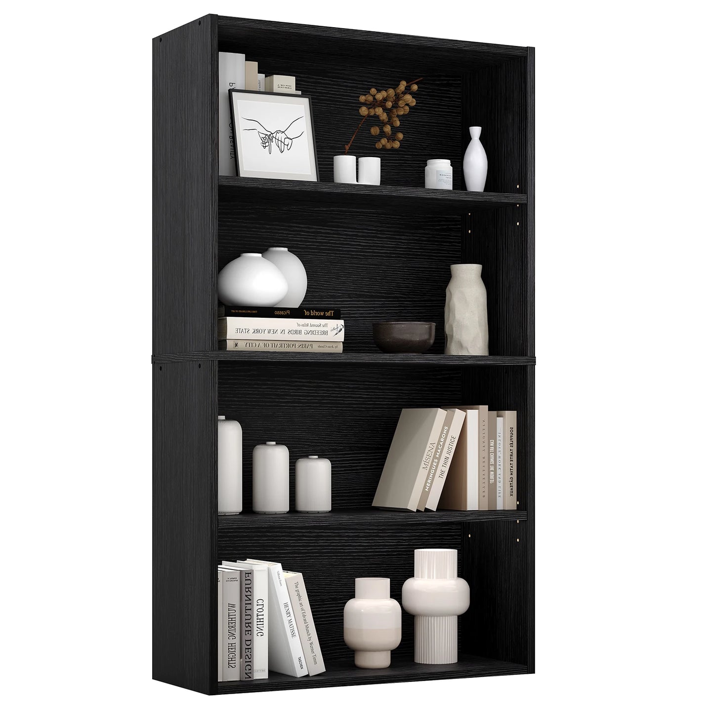 JHK 4 Tier Wooden Floor Shelf Bookcase Living Room Office