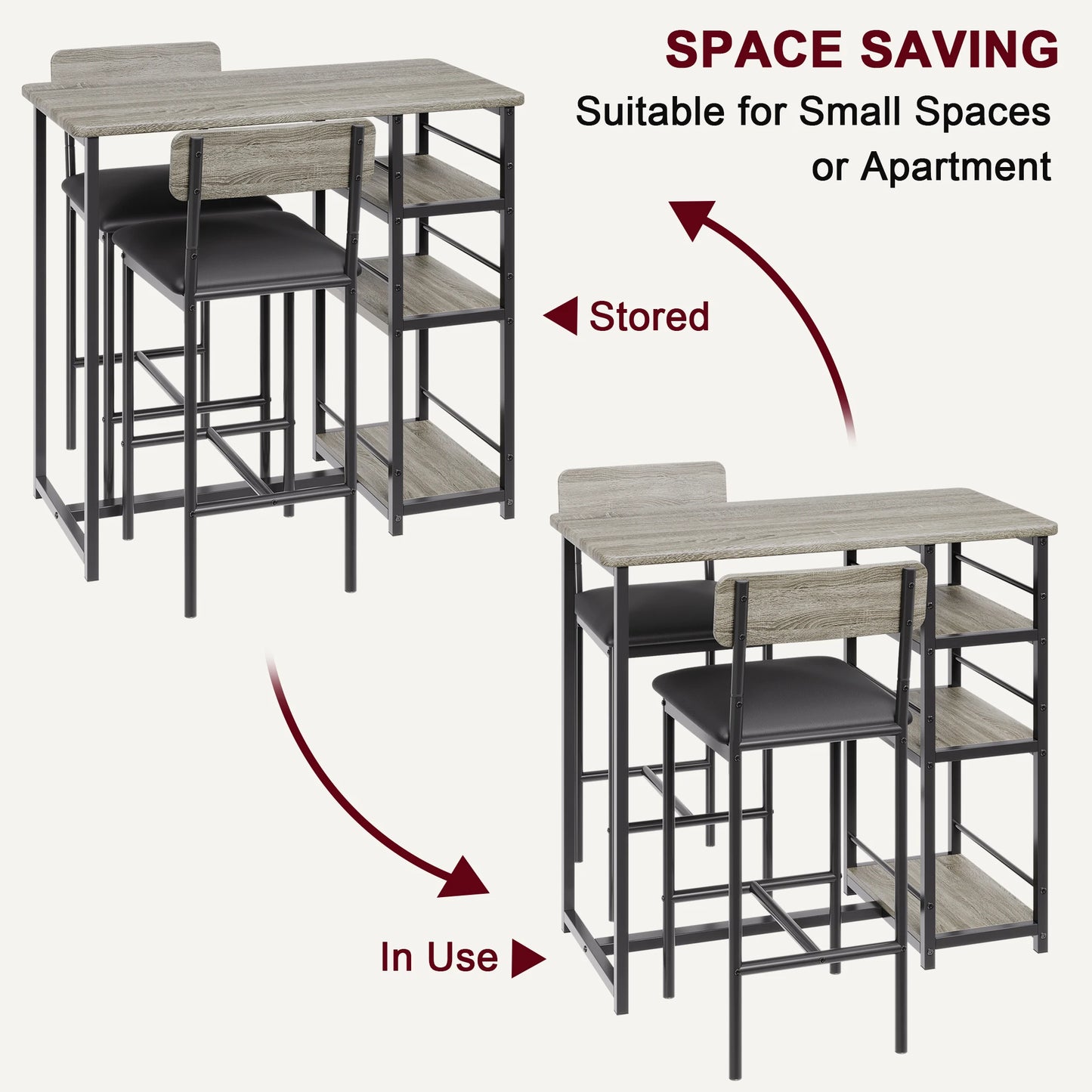 HobbyLane 3 Piece Dining Table Set With Shelves And Chairs