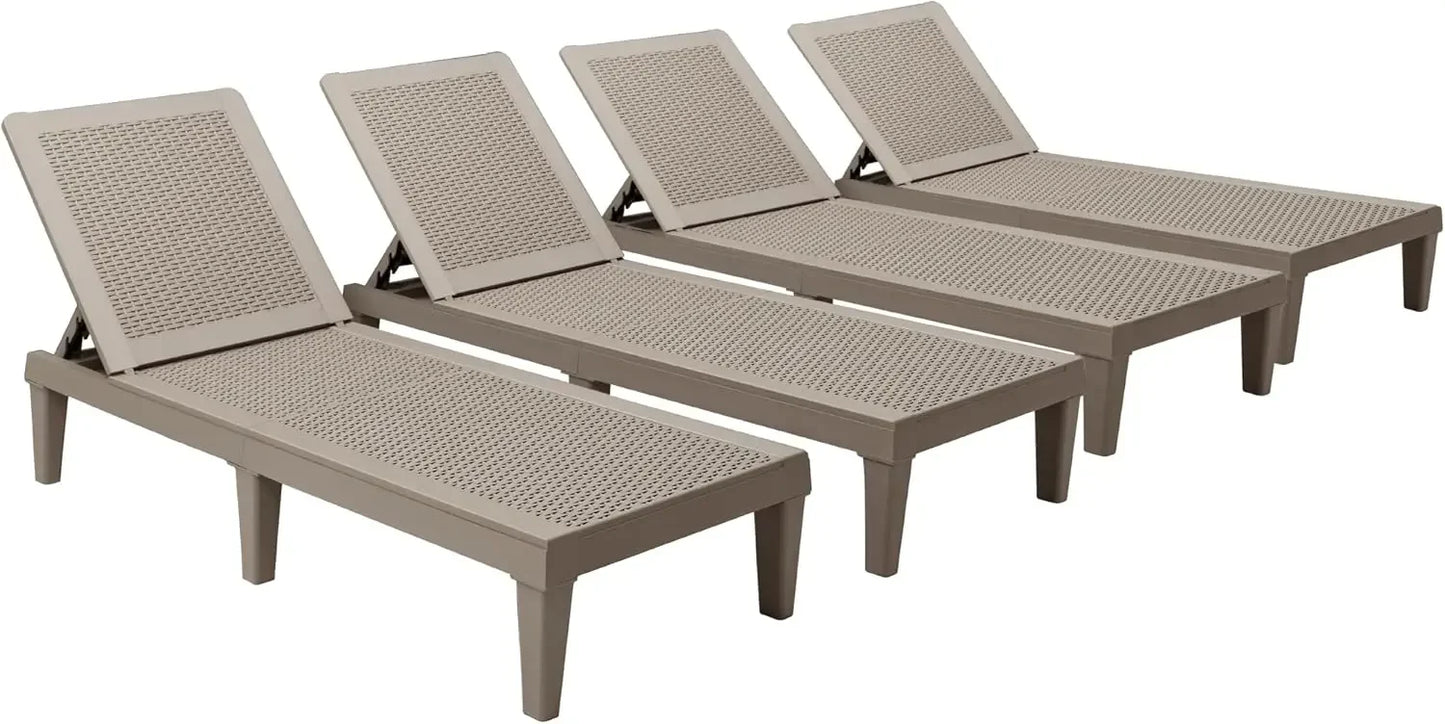 Outdoor Lounge Chairs Four Piece Pool Deck Set Adjustable