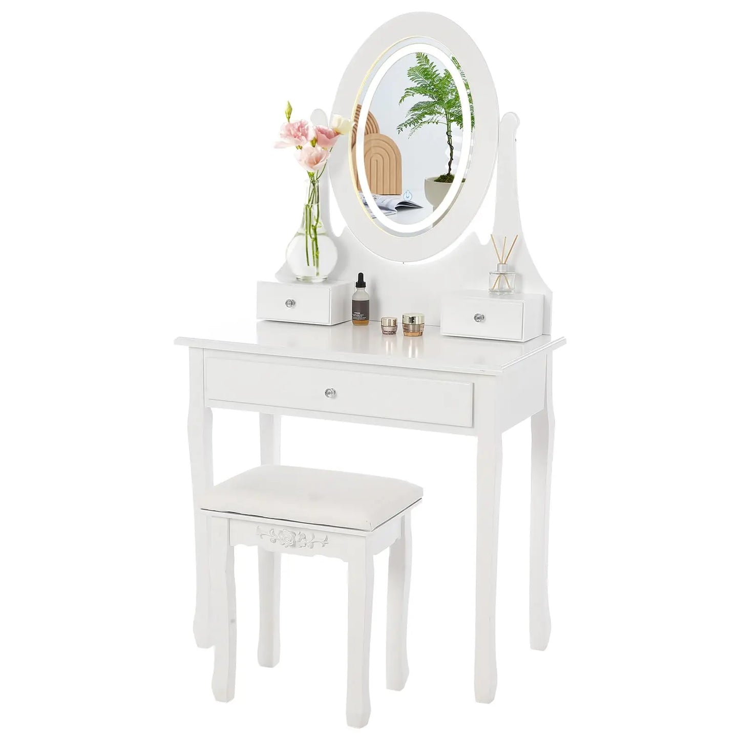 HiMISS Vanity Desk With Mirror And LED Lights