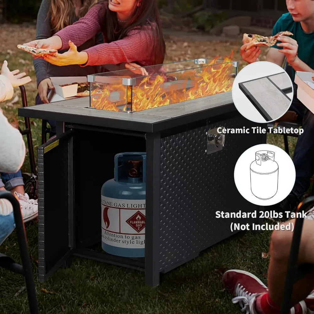 Outdoor Propane Fire Pit Rectangular Gas Table 50,000 BTU
