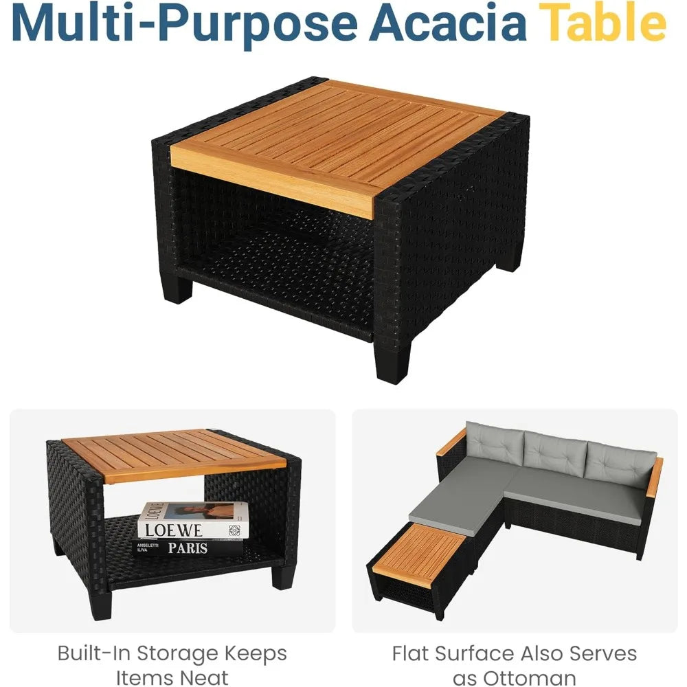 HUANZHUANG Wisteria Lane 3 Piece Rattan Outdoor Patio Set