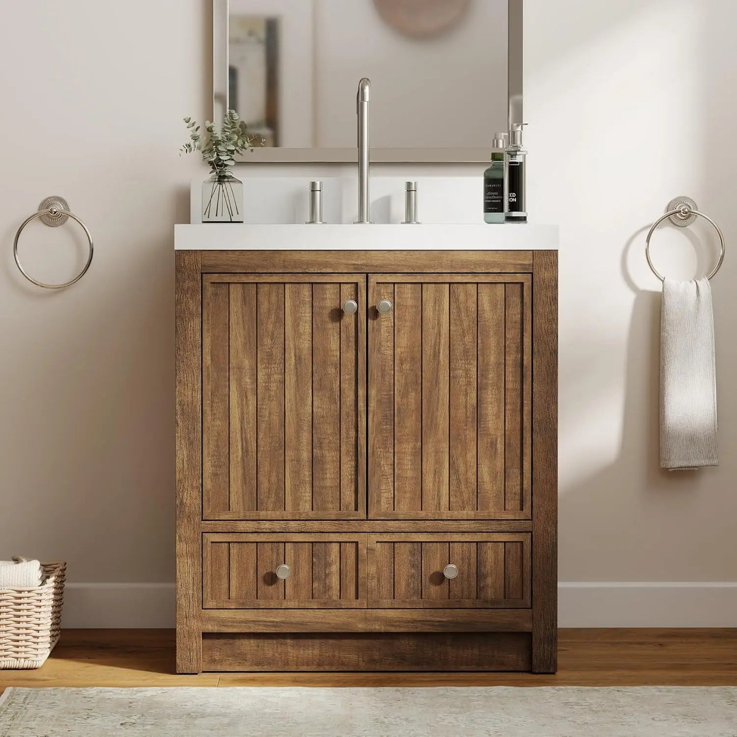 Huanzhuang Modern Wood Bathroom Vanity With Sink Cabinet