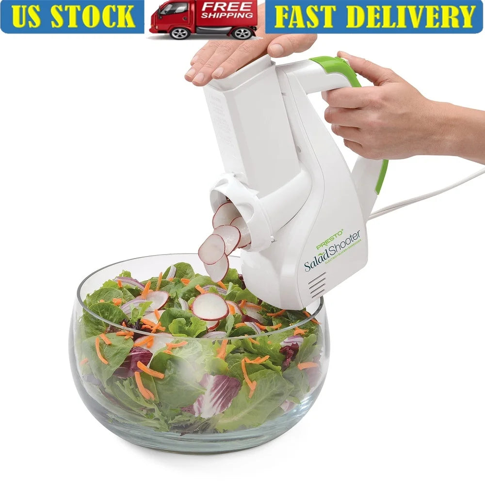 XMSJ Electric Salad Shooter Slicer Shredder Easy Clean Dishwasher Safe Compact Kitchen Tool For Fruits Vegetables Nuts