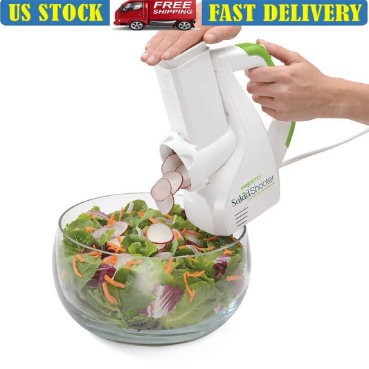 XMSJ Electric Salad Shooter Slicer Shredder Easy Clean Dishwasher Safe Compact Kitchen Tool For Fruits Vegetables Nuts