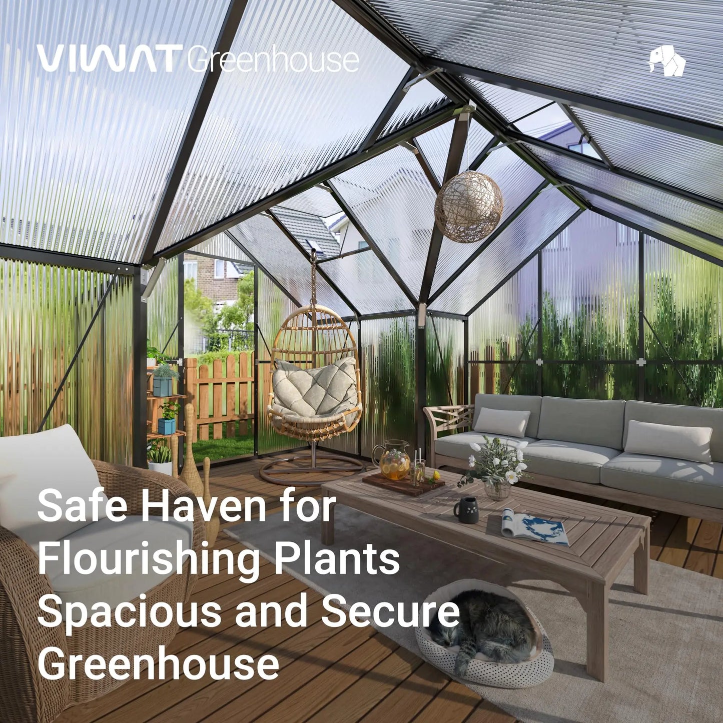 VIWAT T Shape Polycarbonate Greenhouse With Aluminum Frame