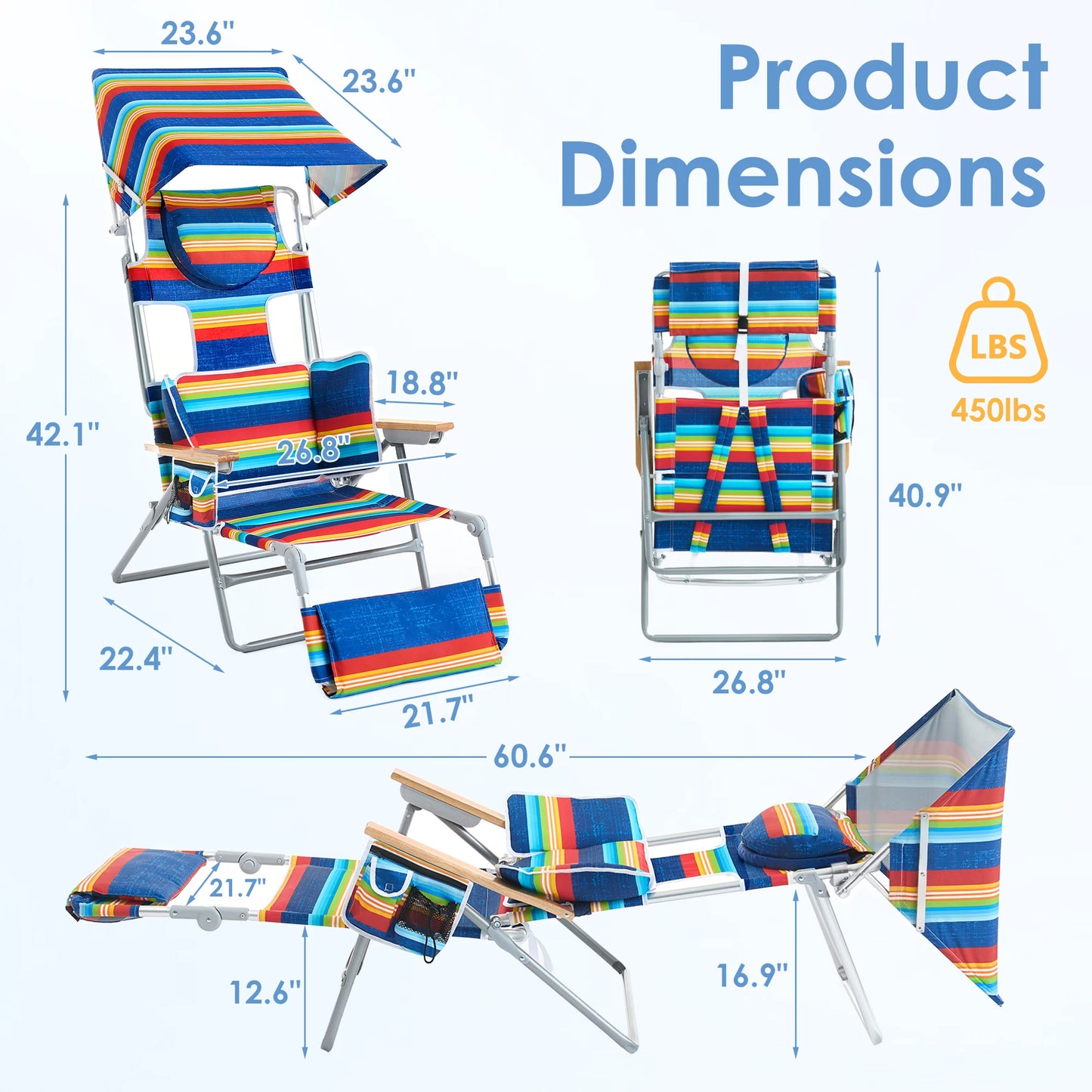 TCGBKAF Backpack Beach Chair With 5 Position Footrest And Straps