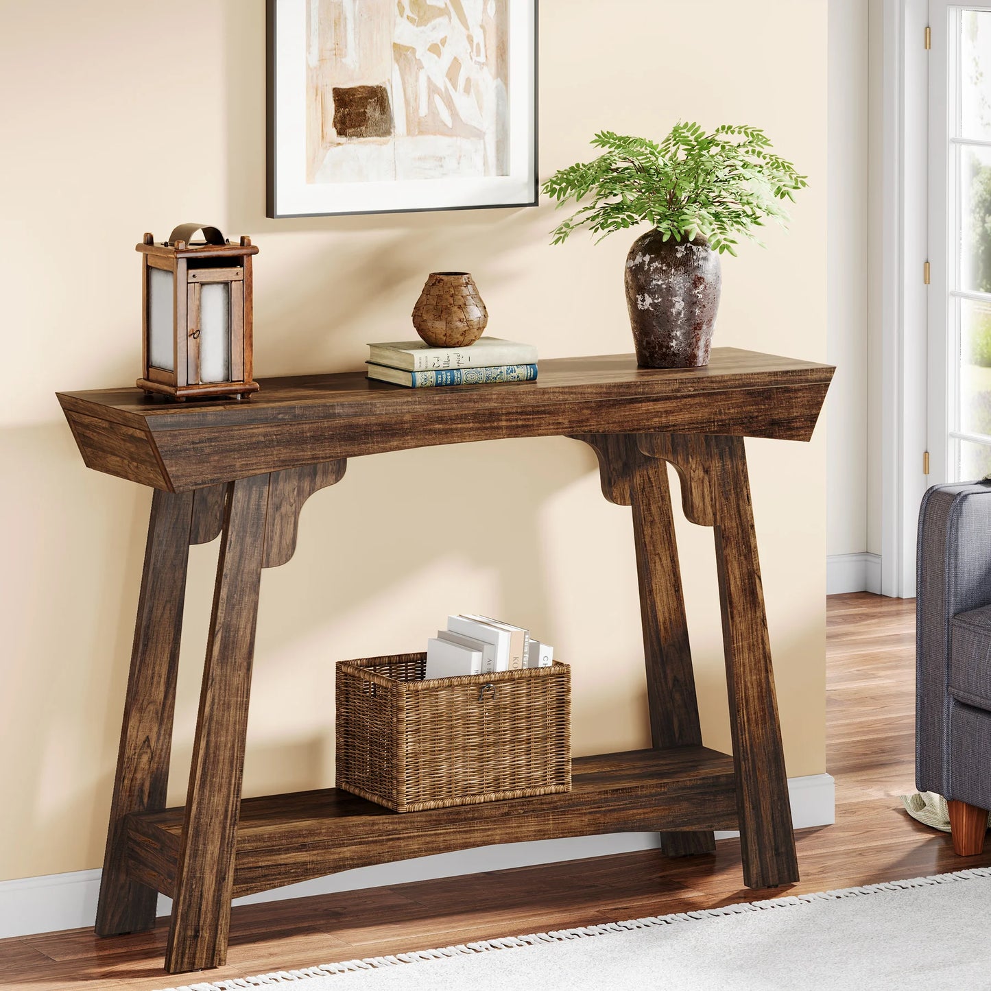 Tribesigns Wood Console Table For Entryway With Storage Shelf