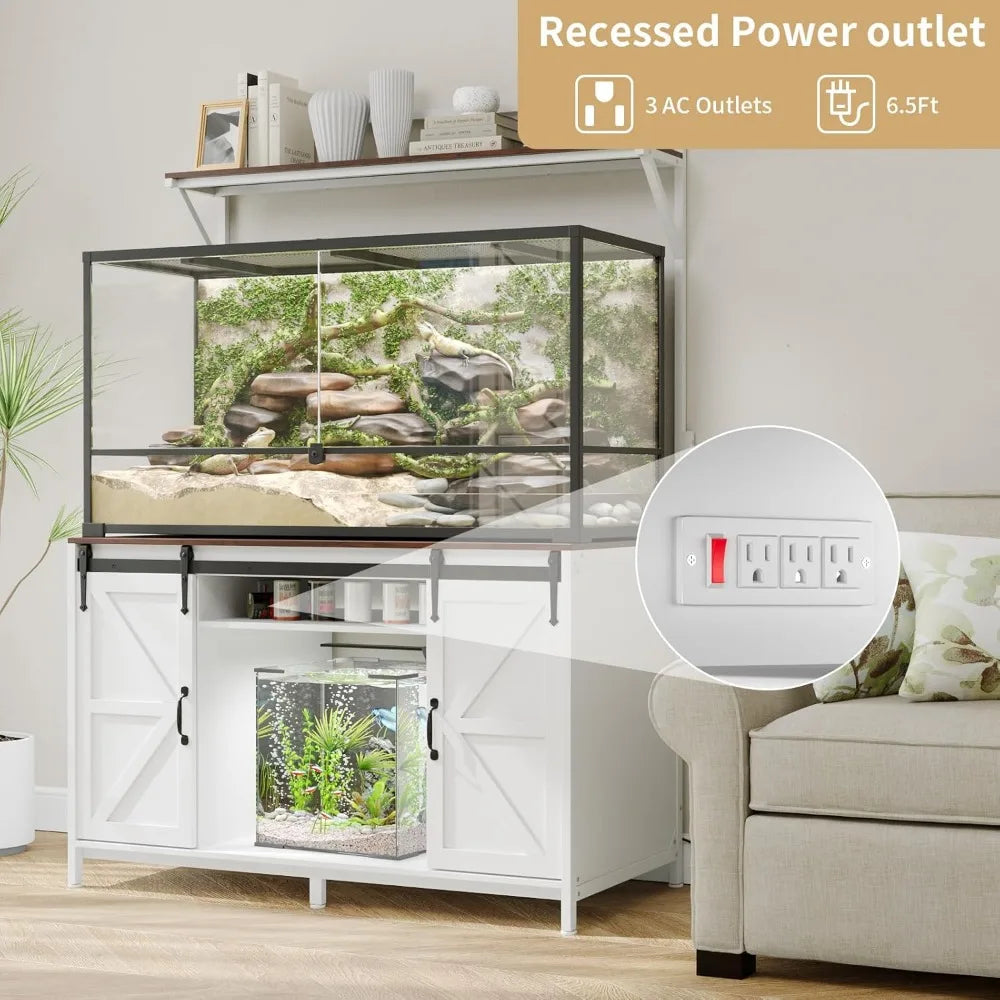Farmhouse Reptile Tank Stand With Power Outlet Heavy Duty