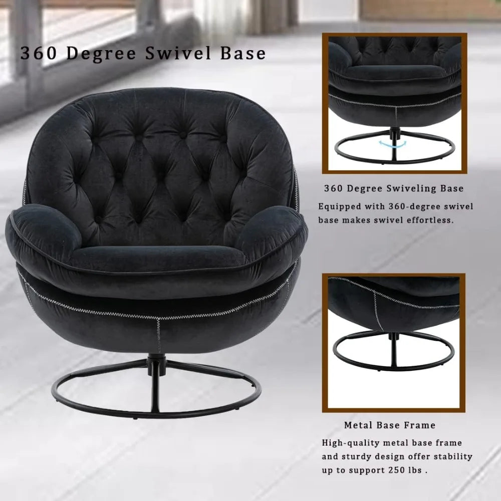 RBXC Velvet Swivel Accent Chair With Ottoman Set