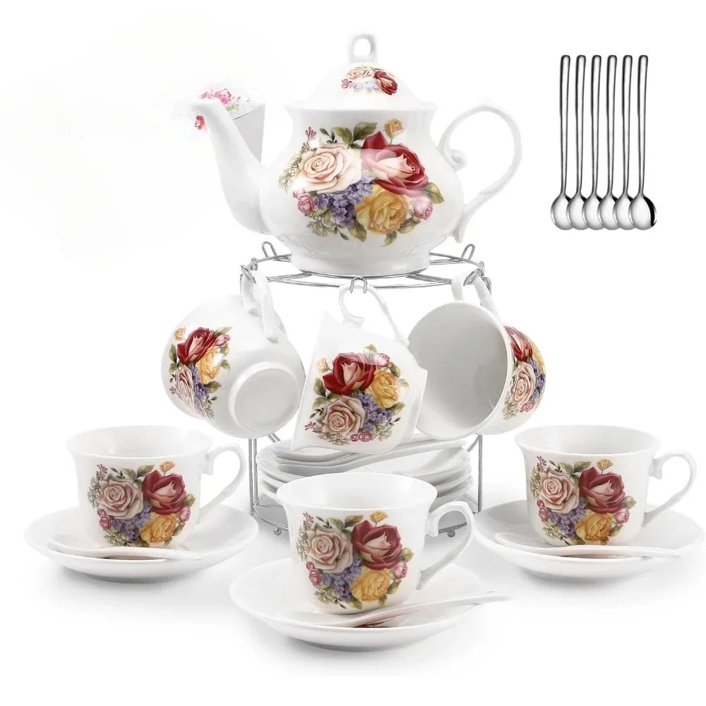 Porcelain Tea Set With Teapot And Teacups For Adults