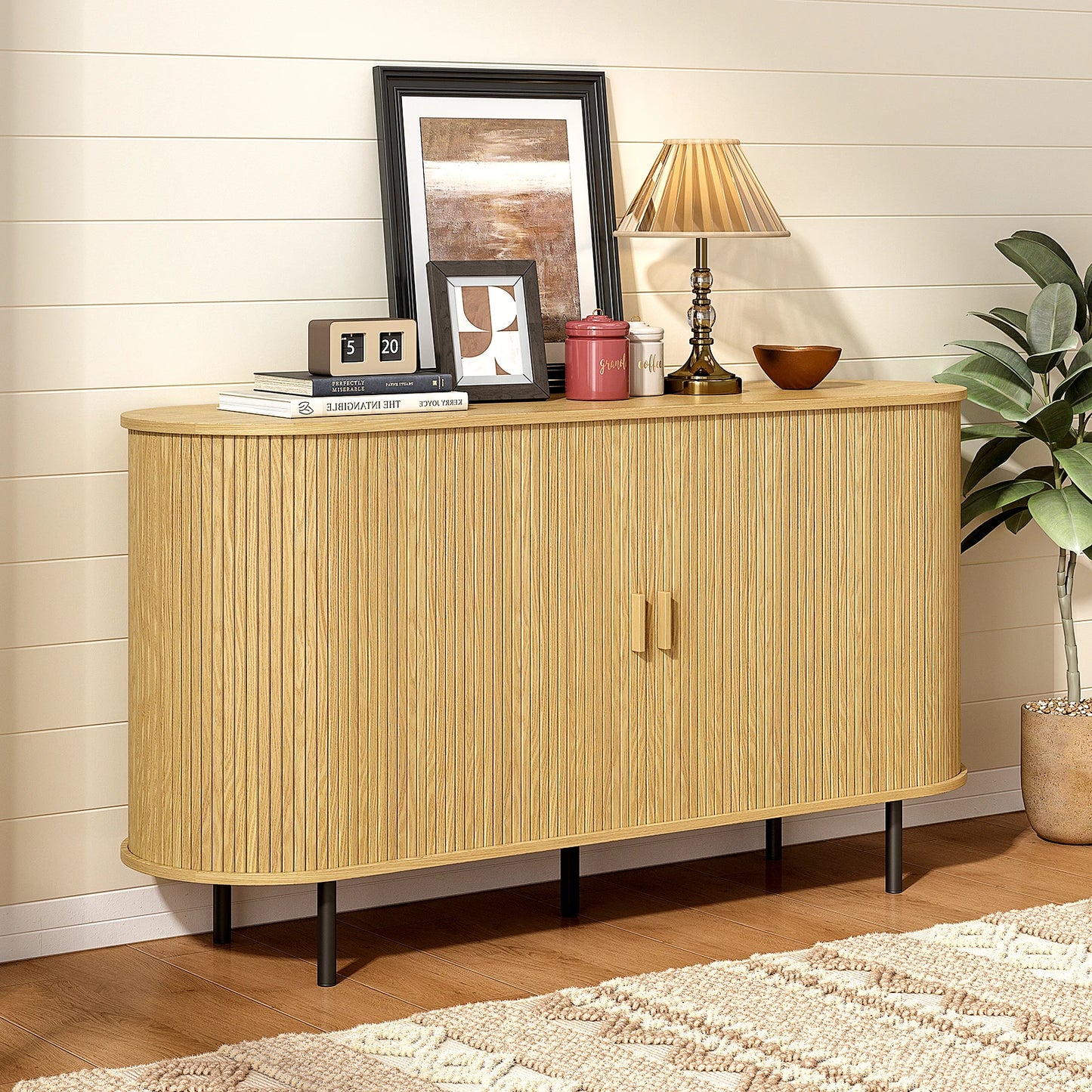 General Sideboard Buffet Cabinet With Adjustable Shelves For Living Room