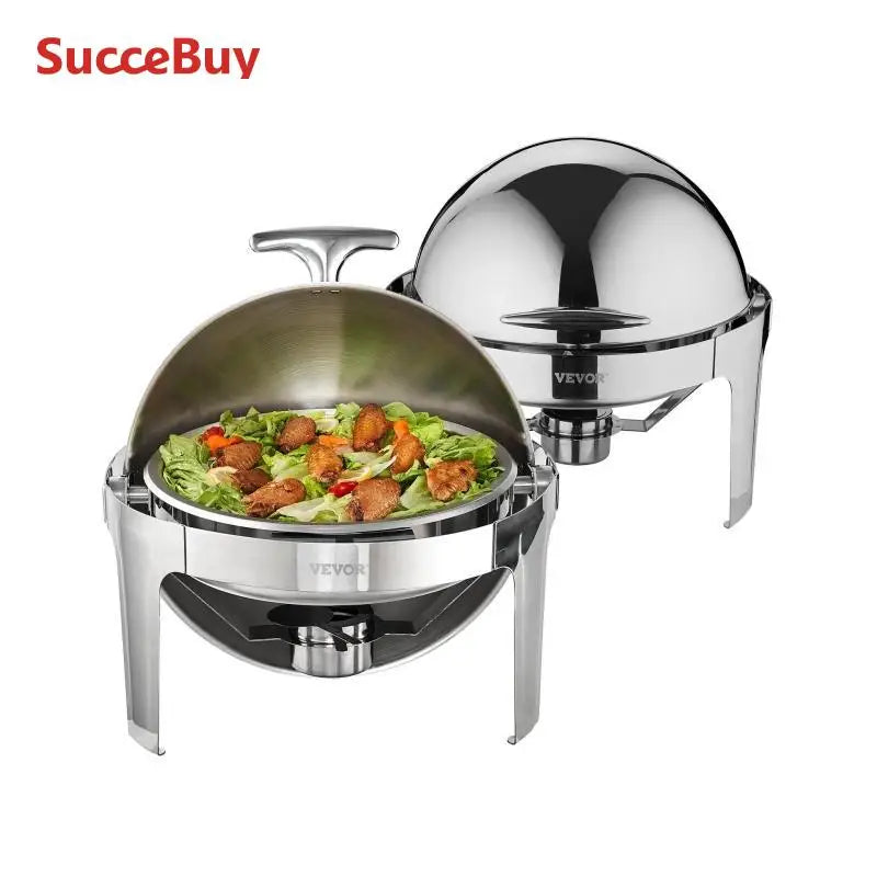 SucceBuy Roll Top Chafing Dish Buffet Set Stainless Steel Chafer