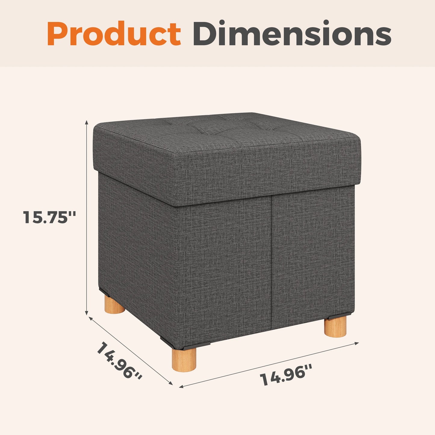 JHK Cube Storage Ottoman Bench With Hidden Storage