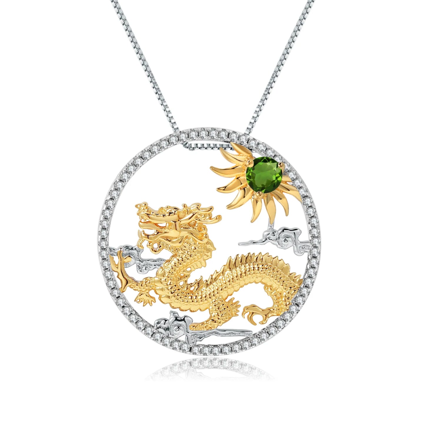 Gem's Ballet 925 Sterling Silver Dragon Pendant Necklace Topaz