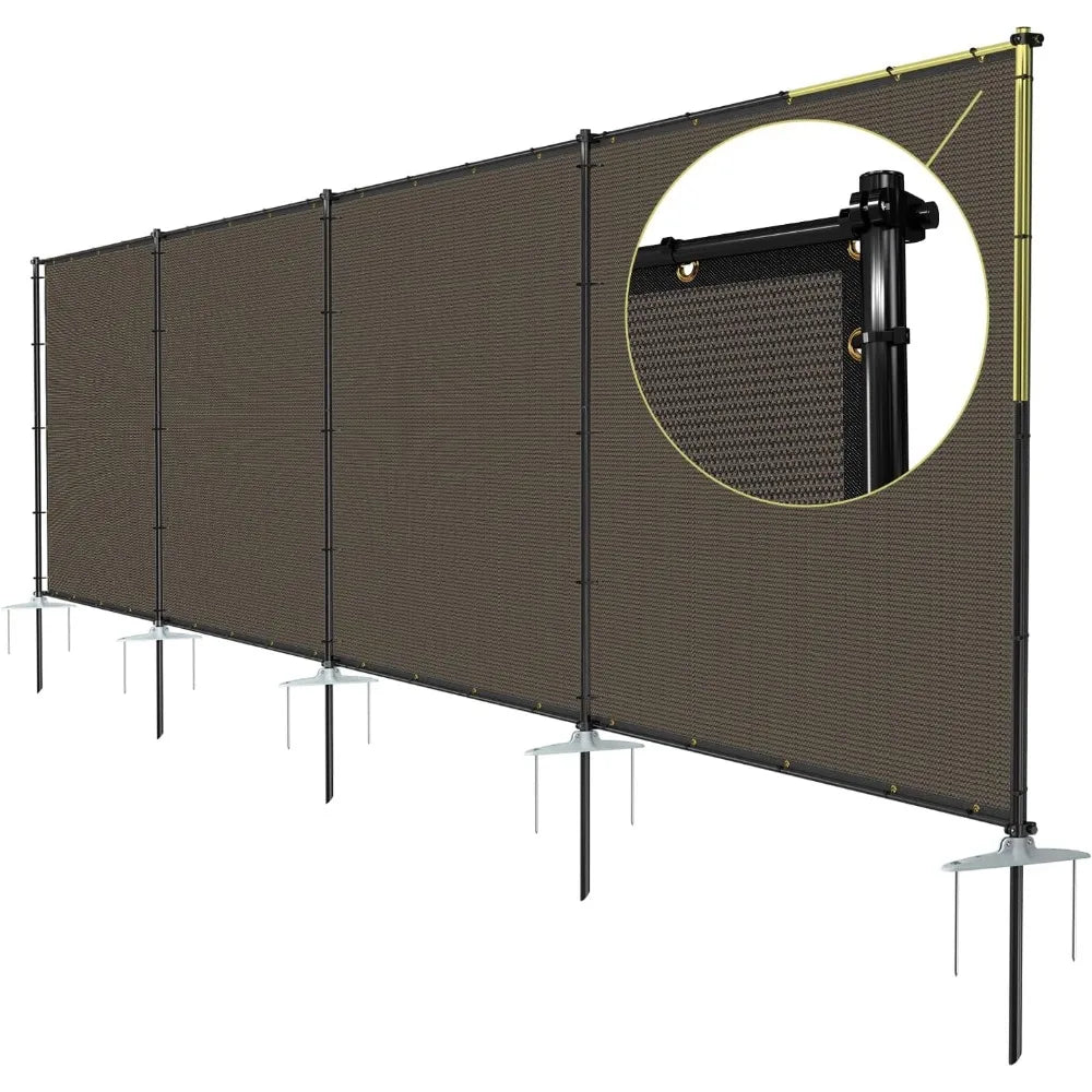 Outdoor Privacy Fence With Iron Poles And Ground Spikes