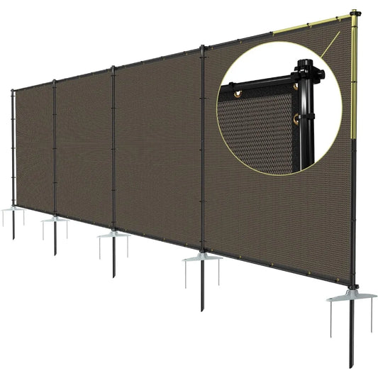 Outdoor Privacy Fence With Iron Poles And Ground Spikes