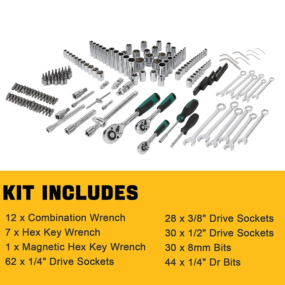 HiMISSDIY 216 Piece Mechanics Tool Set And Socket Set With Storage Case For Automotive Repair