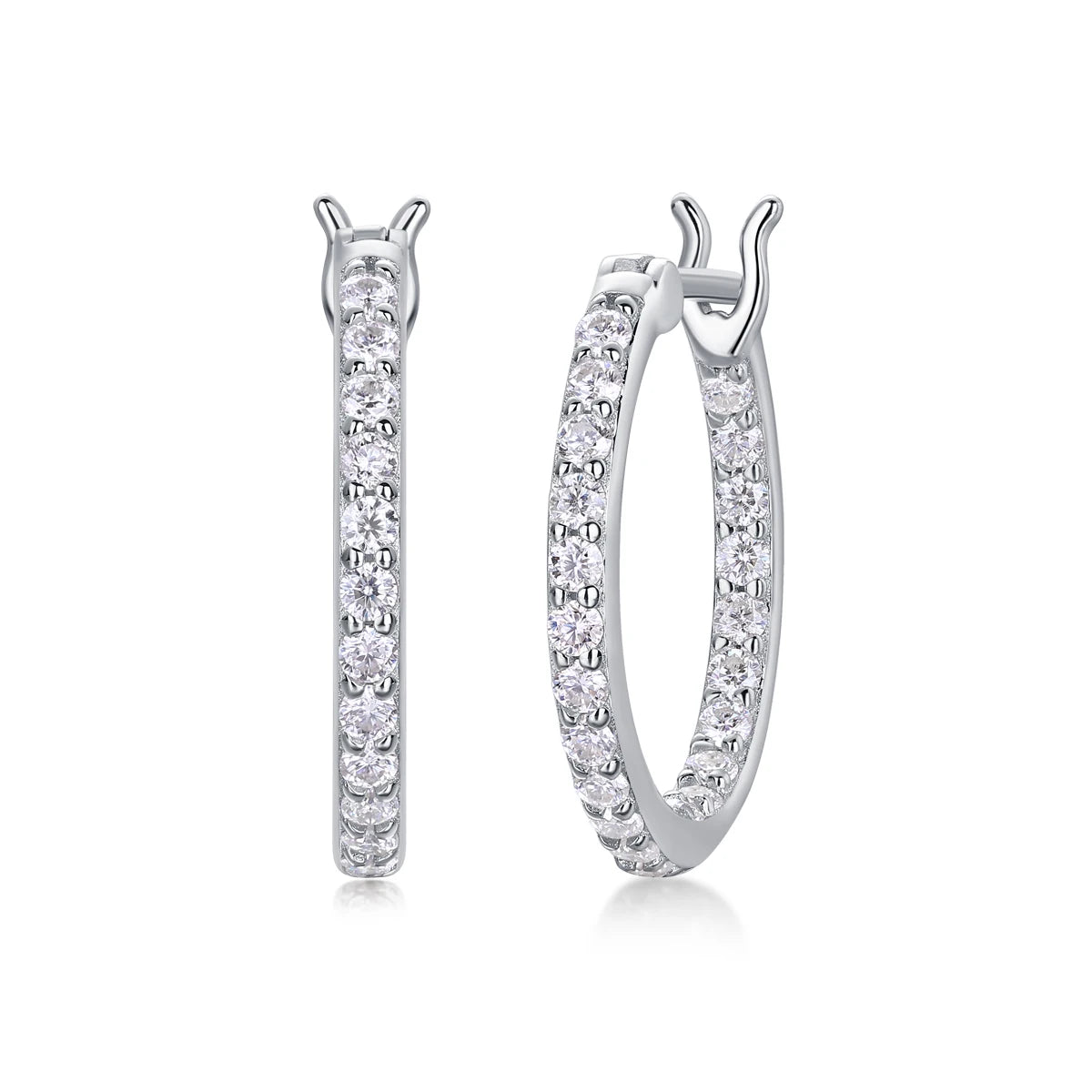 Moissanite Hoop Earrings 925 Silver 18K Gold-Plated