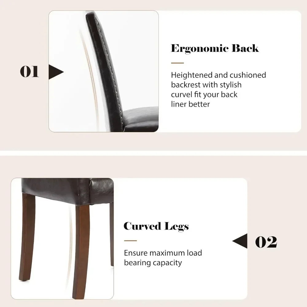 Unbrand Leather Dining Chairs Set Of 4 With Nailhead Trim