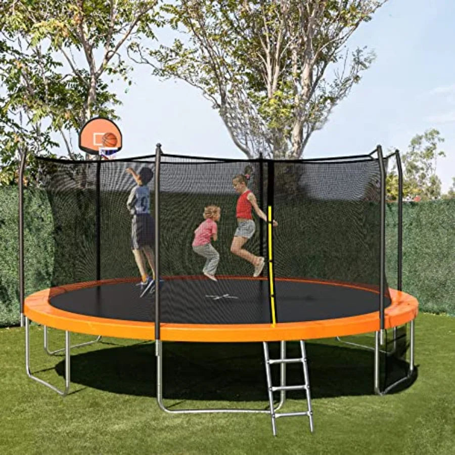 Outdoor Trampoline With Steel Frame, UV-Resistant Mat, Safety Net