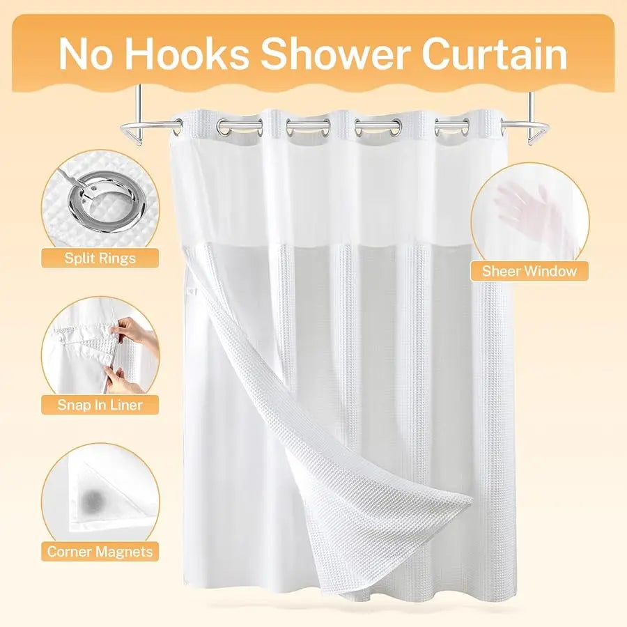 Ri Er Dream Fabric Shower Curtain Set With Replacement Liner