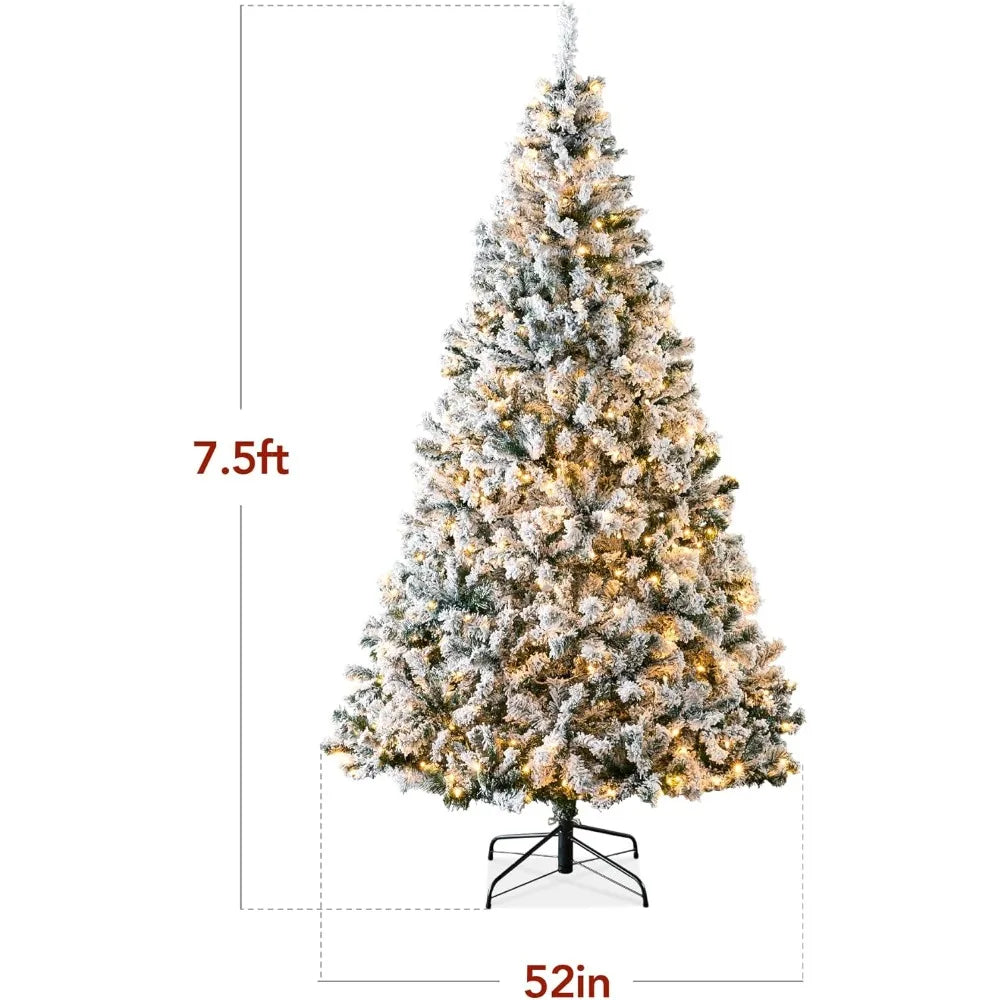 Best Choice Products Prelit Snow Flocked Artificial Christmas Tree